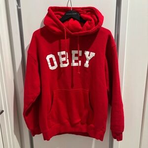 Obey Red Hoodie with White Logo